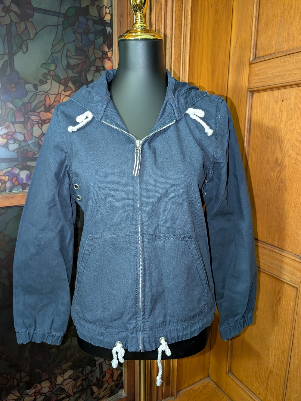 GAP Navy Hooded Zip Jacket with Drawstring